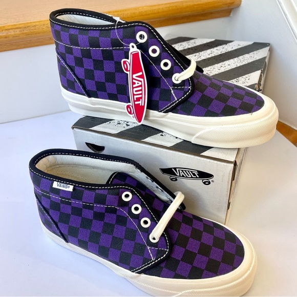 NWT Vans Vault Chukka LX Mid Rise in Checkerboard Canvas purple midrise sneakers - Picture 10 of 13
